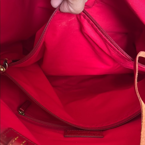 Dooney & Burke Stylish Zebra Print Tote Bag with Red Accents - Picture 11 of 13